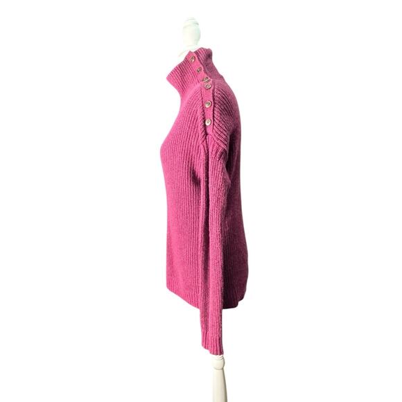 Garnet Hill Recycled Cashmere Raspberry Shimmer Turtleneck Tunic Sweater XS - Picture 3 of 9